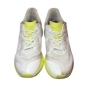 Lane Eight • White and Neon Yellow Relay Trainers